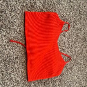 HOLLISTER RED RIBBED BIKINI TOP